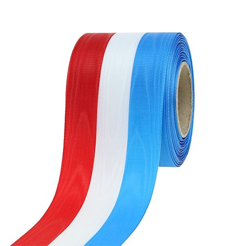 Floristik24 Ruban couronne moiré bleu-blanc-rouge 75 mm