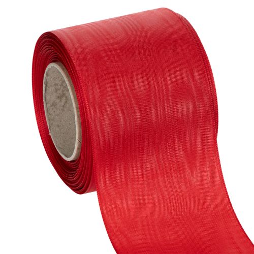 Floristik24 Ruban rouge pour couronne 75 mm x 25 m - Décoration florale funéraire, ruban résistant pour lettrage