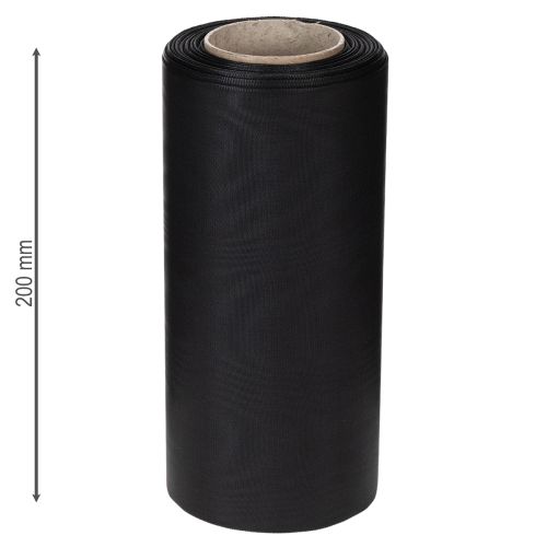 Ruban noir pour couronne, 200 mm x 25 m, résistant aux intempéries et imprimable, idéal pour les compositions florales funéraires. | Floristik24.fr