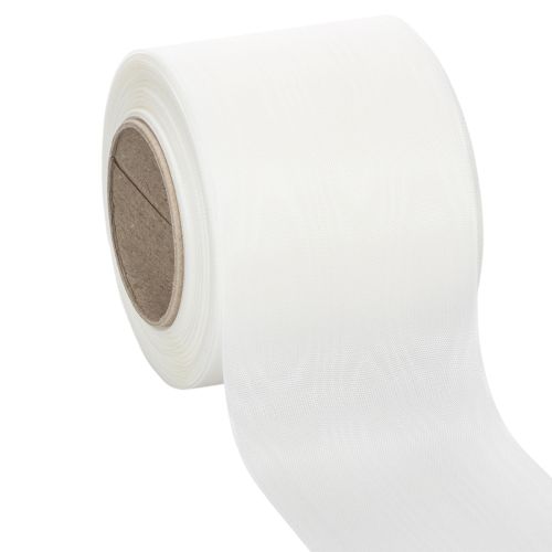 Ruban blanc pour couronne, de haute qualité, 75 mm x 25 m - ruban décoratif pour l'art floral et les services funéraires, idéal pour l'impression. acheter | Floristik24.fr