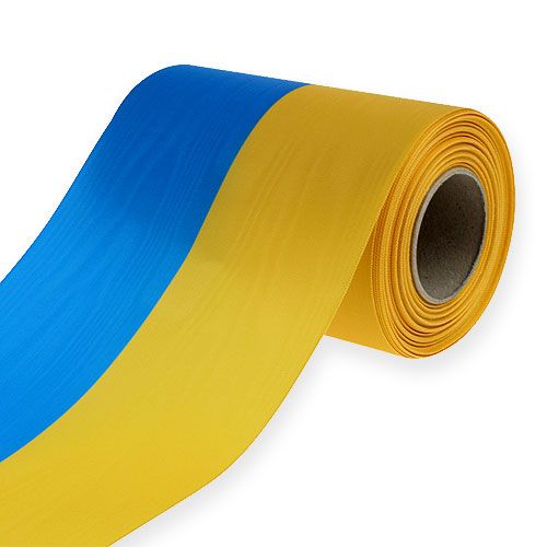 Floristik24 Rubans de couronne moiré bleu-jaune 150 mm