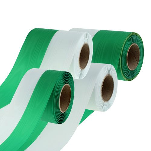 Rubans pour couronne moirés blanc-vert div. largeurs 25 m
