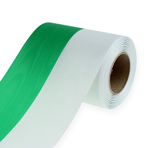 Rubans de couronne moiré vert-blanc 125mm 25m