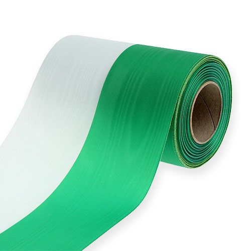 Article Rubans de couronne moiré vert-blanc 150mm 25m