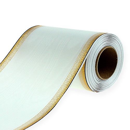 Floristik24 Ruban couronne Moiré 150mm, blanc