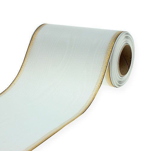 Floristik24 Ruban couronne moiré 200 mm, blanc