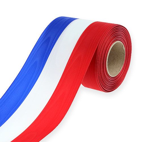 Rubans de couronne moiré bleu-blanc-rouge 100 mm