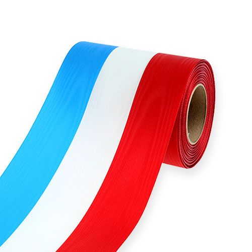 Floristik24 Rubans de couronne moiré bleu-blanc-rouge 150 mm