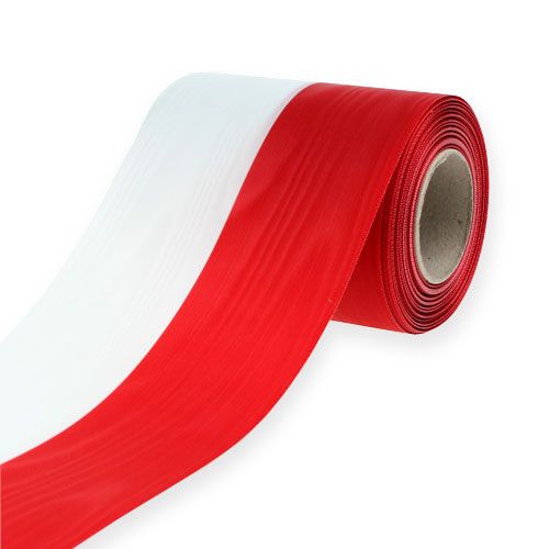 Article Rubans pour couronnes Moiré Blanc-Rouge 100 mm