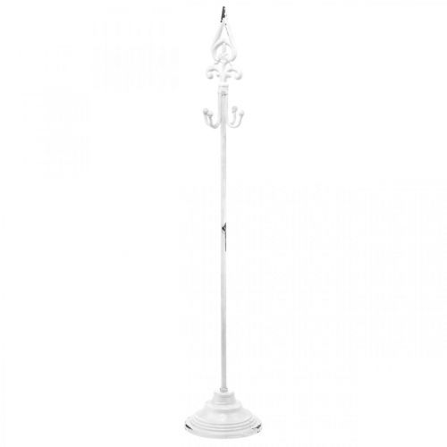 Porte-couronne Shabby Chic Blanc Support de couronne Métal 4 crochets H76cm