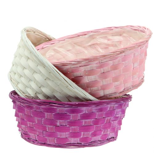 Floristik24 Panier à chips rond violet/blanc/rose Ø25cm 6 pcs