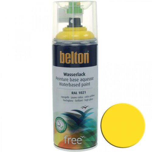 Floristik24 Vernis à l&#39;eau sans Belton jaune haute brillance en spray jaune colza 400ml