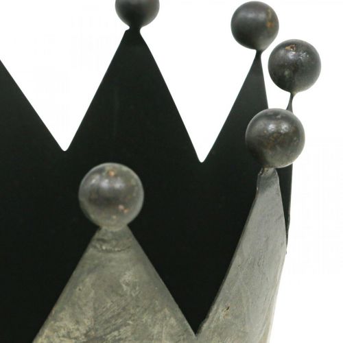 Article Déco couronne aspect antique décoration de table en métal gris Ø12,5cm H12cm