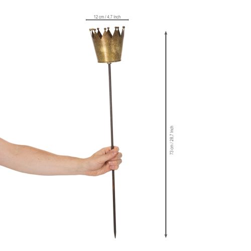 Couronne décorative sur tige en métal doré vintage 73 cm | Floristik24.fr