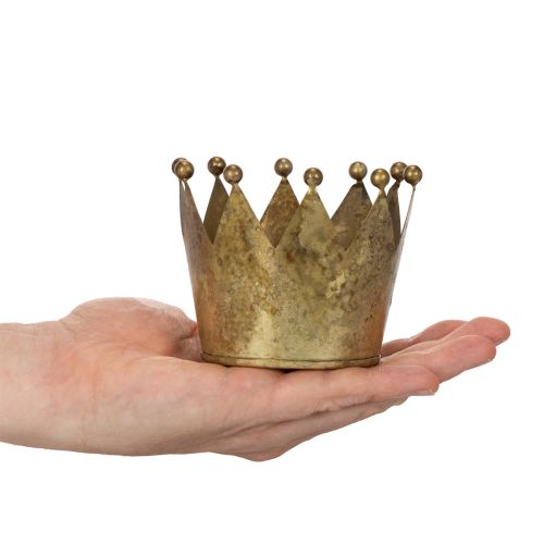 Couronne décorative en métal doré 11cm pour table et Noël | Floristik24.fr
