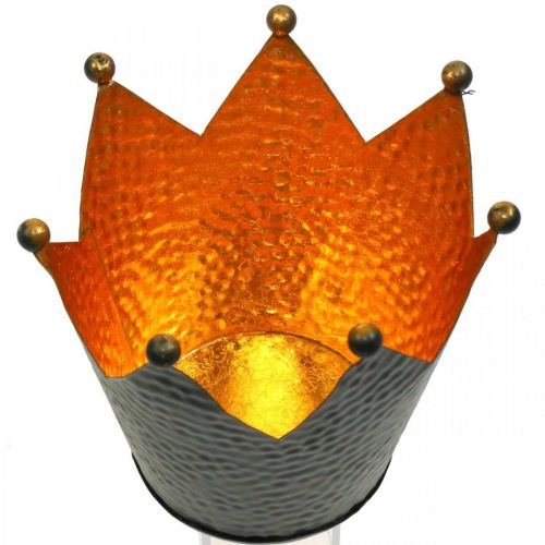Article Photophore couronne noir doré décoration de table métal H13,5cm
