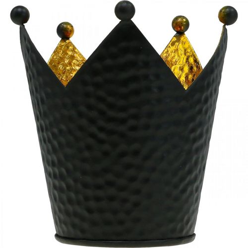 Floristik24 Photophore couronne décor métal noir doré H11cm