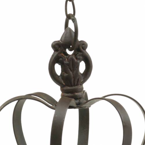 Article Couronne en métal à suspendre avec crochet marron rouille Ø11cm H17cm