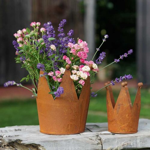 Floristik24 Couronne en métal décor rouille pour plantation patinée Ø10,5cm H13,5cm