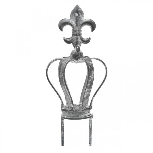 Floristik24 Bouchon déco couronne en métal gris, blanc délavé Ø6.5cm H12cm