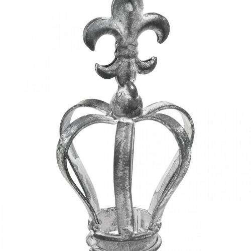 Couronne de bouchon décorative en métal gris, blanchi Ø6.5cm H12cm