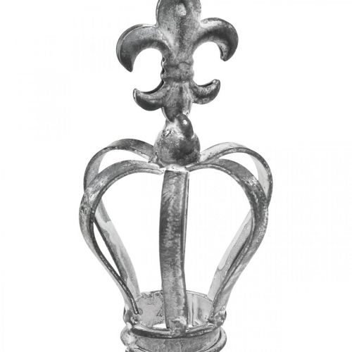 Floristik24 Bouchon déco couronne en métal gris, blanc délavé Ø6.5cm H12cm