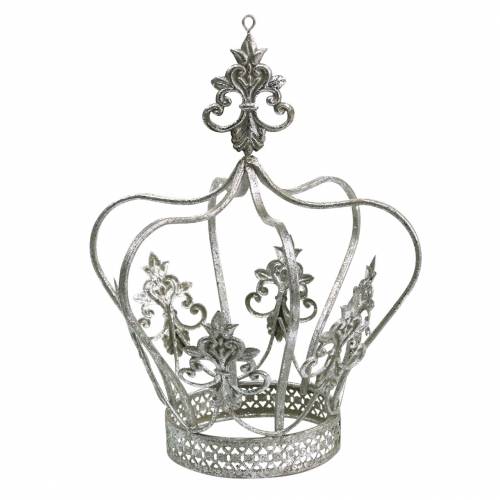 Floristik24 Couronne décorative en métal argenté Ø17,3cm H22,5cm