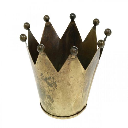 Floristik24 Photophore couronne métal aspect laiton antique Ø12.5cm H11.5cm