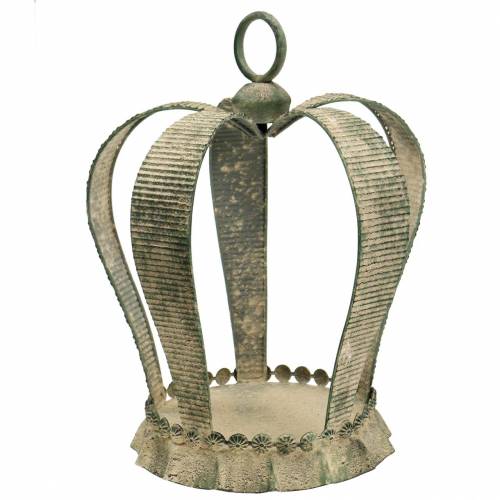 Floristik24 Couronne déco métal antique vert mousse, beige Ø28cm H36,5cm