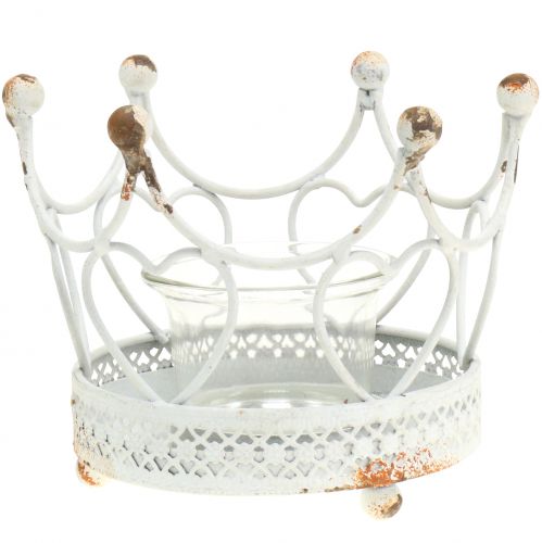 Floristik24 Support à bougie couronne blanc Ø 13 cm H. 9,5 cm