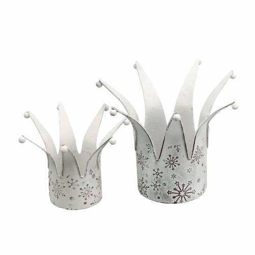 Floristik24 Couronne métal blanc, rouille Ø13,5 / 17,5cm, lot de 2