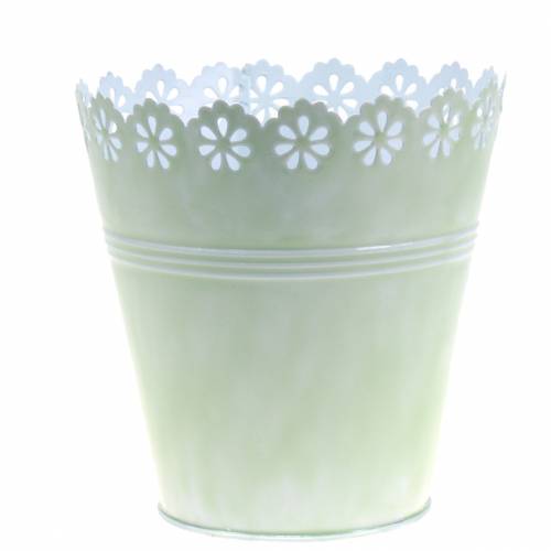 Floristik24 Jardinière ornement fleur vert clair Ø15cm H15cm