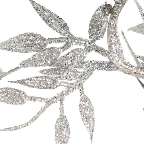 Floristik24 Guirlande artificielle guirlande de feuilles de fougère à paillettes argentées 180cm 3 pcs