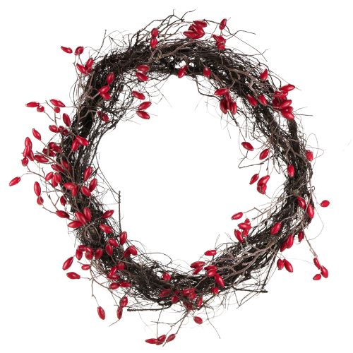 Couronne de cynorhodon artificielle décoration couronne d&#39;automne rouge Ø50cm