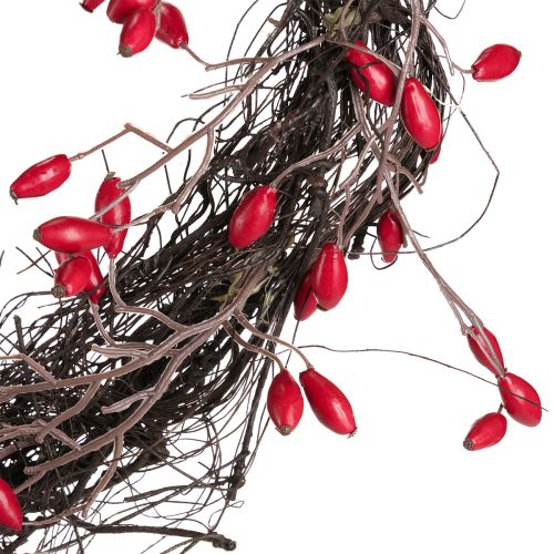 Article Couronne de cynorhodon artificielle décoration couronne d&#39;automne rouge Ø50cm