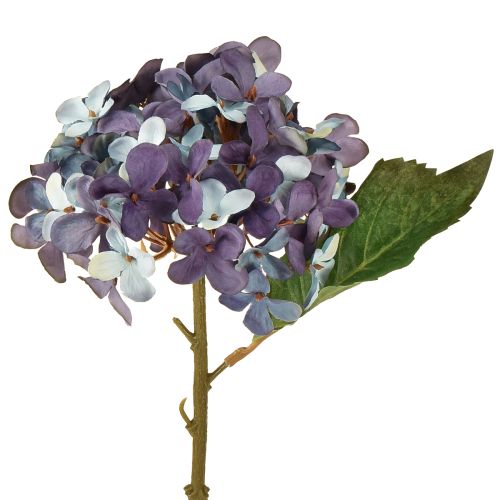 Hortensia artificiel décoratif, fleur artificielle bleu violet, 34 cm, 2 pièces