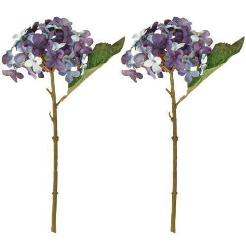 Article Hortensia artificiel décoratif, fleur artificielle bleu violet, 34 cm, 2 pièces