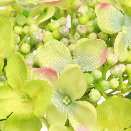 Article Hortensias Artificiels Fleurs Vertes Feuilles L43cm 2pcs