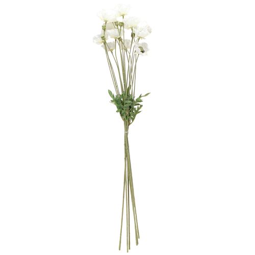 Article Coquelicots artificiels en fleurs de soie blanche L78 6 pièces