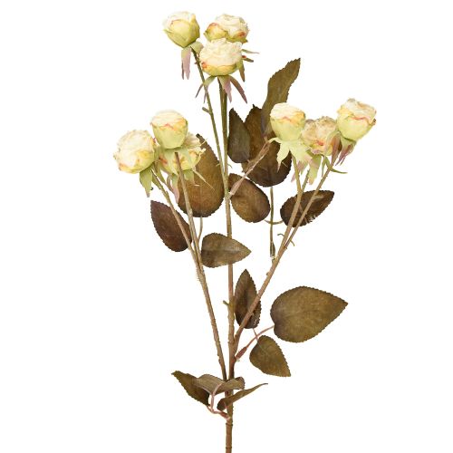 Article Roses artificielles fanées Drylook 9 pétales crème 69cm
