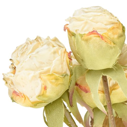 Article Roses artificielles fanées Drylook 9 pétales crème 69cm