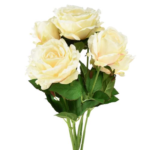 Floristik24 Roses artificielles Bouquet de fleurs artificielles Roses crème jaune Pick 54 cm