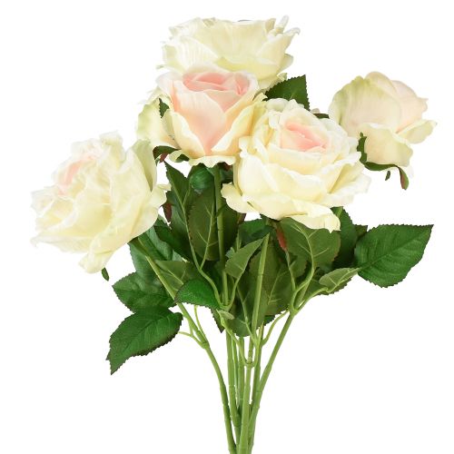 Floristik24 Roses artificielles Bouquet de fleurs artificielles Roses crème rose Pick 54 cm