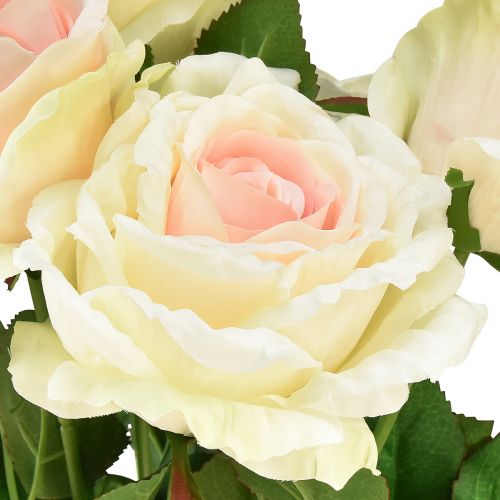 Article Roses artificielles Bouquet de fleurs artificielles Roses crème rose Pick 54 cm