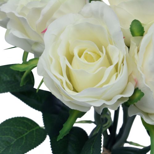 Floristik24 Roses artificielles en bouquet blanc 30cm 8 pcs