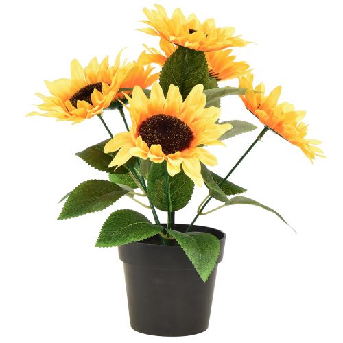 Tournesol artificiel en pot fleur en soie décoration estivale H28cm