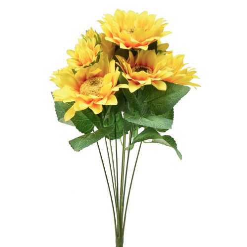 Article Bouquet de Tournesol Artificiel Cueillette Jaune Orange 45cm