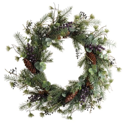 Couronne de l&#39;Avent artificielle décorative baies violettes Ø45cm
