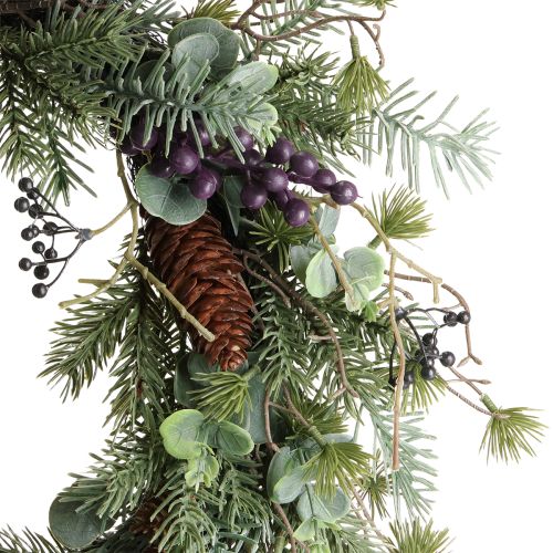 Article Couronne de l&#39;Avent artificielle décorative baies violettes Ø45cm