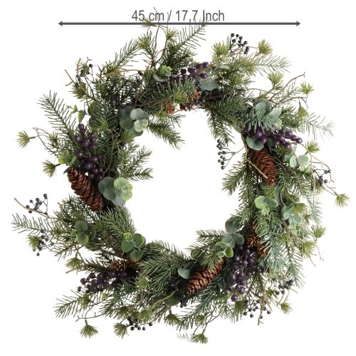 Article Couronne de l&#39;Avent artificielle décorative baies violettes Ø45cm